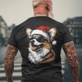 Corgi サンタハット 面白い かわいい 犬 ママ お父さん クリスマス 長袖tシャツ メンズTシャツ バックプリント 高齢者への贈り物