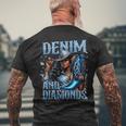 Denim And Diamonds African Melanin Swag Cowgirls Western Men's T-shirt Back Print Gifts for Old Men