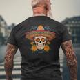 Dia De Los Muertos スカルとマリーゴールド メンズTシャツ バックプリント 高齢者への贈り物