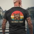 I Do What I Want Cat レトロ ヴィンテージ 面白い 猫好き メンズTシャツ バックプリント 高齢者への贈り物