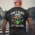 Don't Panic It's Organic Alien Ufo 面白いプリント メンズTシャツ バックプリント 高齢者への贈り物