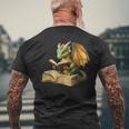 Dragon Bookworm Reading Book Graphic Men's T-shirt Back Print Gifts for Old Men