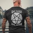 Eat Pizza Hailatan オカルト 反キリスト 悪魔的なサタニズム メンズTシャツ バックプリント 高齢者への贈り物