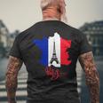 Enjoy Travel Paris France Flag & Eiffel Tower Graphic メンズTシャツ バックプリント 高齢者への贈り物
