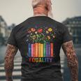 Equality Love Peace And Kindness Book Flowers Lgbt Gay Pride Men's T-shirt Back Print Gifts for Old Men
