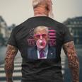 Donald Trump Bubble Gum Pink 4Th Of July American Flag Men's T-shirt Back Print Gifts for Old Men