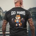 Go Hard Or Go Home 柴犬 犬 ウエイトリフティング フィットネス ジム メンズTシャツ バックプリント 高齢者への贈り物