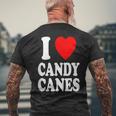 I Heart 愛 キャンディケーン 冬 ペパーミント クリスマス メンズTシャツ バックプリント 高齢者への贈り物