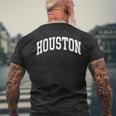 Houston Texas -Intage Distressed Worn メンズTシャツ バックプリント 高齢者への贈り物