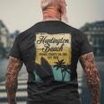 Huntington Beachurf City California アンティーク調サーフィン メンズTシャツ バックプリント 高齢者への贈り物
