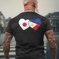 Japanese Flag Phillipinesフィリピンの遺産 フィリピンのルーツ 日本の国旗 フィリピンの国旗 メンズTシャツ バックプリント 高齢者への贈り物