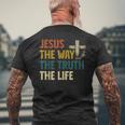 Jesus The Way The Truth The Life クリスチャン 信者 キリスト メンズTシャツ バックプリント 高齢者への贈り物
