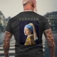 Johannesermeer アーティスト向け 真珠のイヤリングを持つ少女 メンズTシャツ バックプリント 高齢者への贈り物