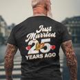 Just Married 25 Years Ago シルバーウェディング メンズTシャツ バックプリント 高齢者への贈り物