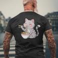 Kawaii Ramen Cat Neko Cute Anime Noodle Lover メンズTシャツ バックプリント 高齢者への贈り物