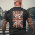 Keep Calm And Carry On Uk Flag メンズTシャツ バックプリント 高齢者への贈り物