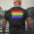 Lgbt ハートにレインボーフラッグ メンズTシャツ バックプリント 高齢者への贈り物