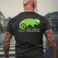 Linux Opensuse ラバーtシャツ タグライン&ロゴ オープンソースos メンズTシャツ バックプリント 高齢者への贈り物
