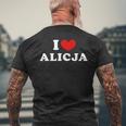 I Love Alicja 私は愛する Alicja メンズTシャツ バックプリント 高齢者への贈り物
