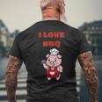 I Love Bbq グリル & スモーカー メンズTシャツ バックプリント 高齢者への贈り物