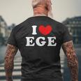 I Love Ege 私は愛する Ege メンズTシャツ バックプリント 高齢者への贈り物