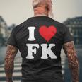 I Love Fk Initials I Heart FK First Last Name F K メンズTシャツ バックプリント 高齢者への贈り物