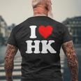 I Love Hk Heart Hong Kong メンズTシャツ バックプリント 高齢者への贈り物