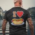 I Love Hot Dog 私はホットドッグを愛している ホットドッグ メンズTシャツ バックプリント 高齢者への贈り物