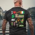 I Love Ireland。手描きアイルランドのランドマーク、旗、地図 メンズTシャツ バックプリント 高齢者への贈り物