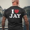 I Love Jay I Heart Jay レッドハート メンズTシャツ バックプリント 高齢者への贈り物