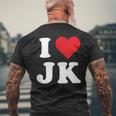 I Love Jk Initials I Heart JK First Last Name J K メンズTシャツ バックプリント 高齢者への贈り物
