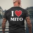 I Love Mito、ハートのある日本の都市 メンズTシャツ バックプリント 高齢者への贈り物