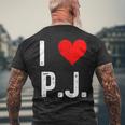 I Love Pj PJ ハート アンティーク調 長袖tシャツ メンズTシャツ バックプリント 高齢者への贈り物