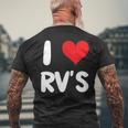 I Love Rv のレクリエーションビークル キャンプ キャンピングカー 旅行 旅行 メンズTシャツ バックプリント 高齢者への贈り物