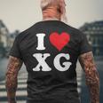 I Love Xg Initials I Heart XG First Last Name X G メンズTシャツ バックプリント 高齢者への贈り物