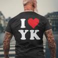 I Love Yk Initials I Heart YK First Last Name Y K メンズTシャツ バックプリント 高齢者への贈り物