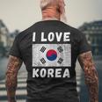 I Love 韓国 韓国 家族 旅行 お土産 メンズTシャツ バックプリント 高齢者への贈り物