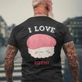 I Loveushi I Loveushi Japan Food 巻にぎり魚 メンズTシャツ バックプリント 高齢者への贈り物