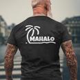 Mahalo サンクス ハワイ ヤシの木 ビーチ ホリデーギフト サンサーフ メンズTシャツ バックプリント 高齢者への贈り物
