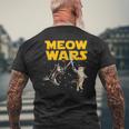 Meow Wars 猫好きのための面白いグラフィック メンズTシャツ バックプリント 高齢者への贈り物