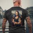 Mona Lisa 上腕二頭筋 ボディービル ジム ワークアウト 面白い モナリザ メンズTシャツ バックプリント 高齢者への贈り物