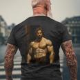Muscle Man Bodybuilder Gay Daddy Classic Oil Paintingtyle メンズTシャツ バックプリント 高齢者への贈り物