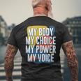 My Body Choice Power Andoice フェミニストポジティブ メンズTシャツ バックプリント 高齢者への贈り物