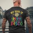 Myoul Is Disco ヴィンテージ 70年代 ダンシング レトロ ダンスミュージック メンズTシャツ バックプリント 高齢者への贈り物