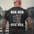 Oiia Oiia スピニング インターネット ミーム 猫 ユーモラス 面白い ブレイン メンズTシャツ バックプリント 高齢者への贈り物
