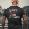 Peace Love Bass トロンボーン楽器 バス トロンボーン奏者 メンズTシャツ バックプリント 高齢者への贈り物