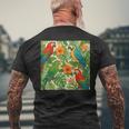 Perroquets Tropical Nature Fleurs Fleurs Exotiques Oiseaux Perroquets T-shirt imprimé au dos Cadeaux pour les vieillards