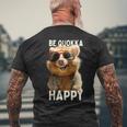 Be Quokka Happy クオッカ・ビー・クオッカ・ハッピー＆クオッカとスマイル メンズTシャツ バックプリント 高齢者への贈り物