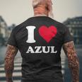 Red Heart I Love Azul メンズTシャツ バックプリント 高齢者への贈り物