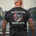 Running The Worldince 1776 アメリカンイーグル アメリカ国旗 メンズTシャツ バックプリント 高齢者への贈り物